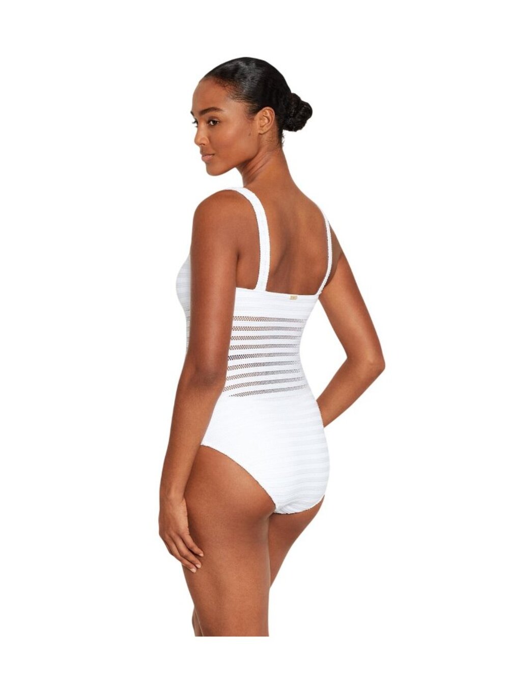 Lauren Ralph Lauren Square Neck Over-the-Shoulder One-Piece Swimsuit White 8 - Picture 8 of 10